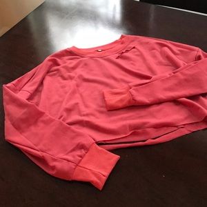 Distressed long sleep crop